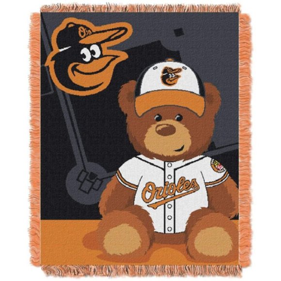 MLB Other - Baltimore Orioles Jacquard Baby Throw Fringes Blanket Bear Baseball Uniform NWT